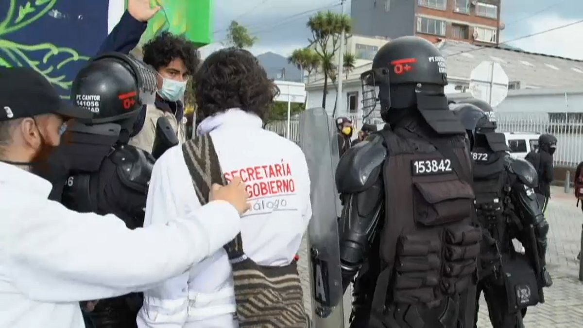 Protestas en Bogotá un año después del paro nacional del #21N