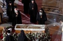 Covid-19 nedeniyle hayatını kaybeden Sırp Ortodoks Kilisesi (SPC) Patriği Irinej için başkent Belgrad'daki Aziz Sava Kilisesi'nde cenaze töreni düzenlendi.