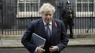 British Prime Minister Boris Johnson leaves 10 Downing Street on Nov. 10, 2020.