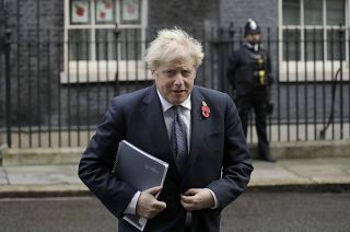 British Prime Minister Boris Johnson leaves 10 Downing Street on Nov. 10, 2020.