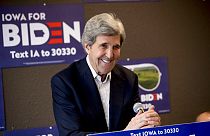 In this Jan. 9, 2020, file photo former Secretary of State John Kerry smiles while speaking at a campaign stop to support Democratic presidential candidate Joe Biden.