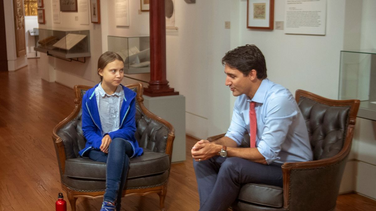 Kanada Başbakanı Justin Trudeau ile çevre aktivisti Greta Thunberg 2019 / Arşiv