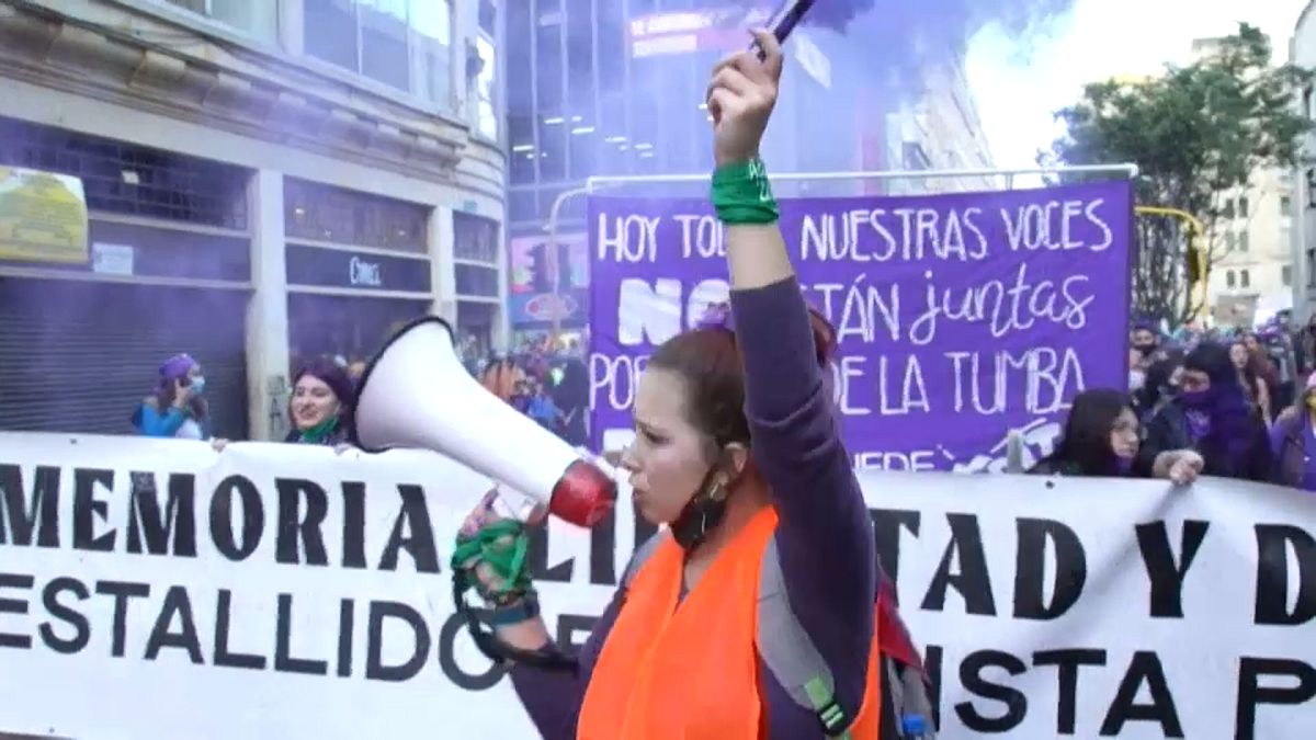 Manifestación en Colombia contra la violencia de género