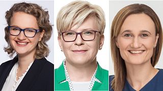 L-R: Ausrine Armonaite, Lithuania's new prime minister, Ingrida Simonyte, and Viktorija Cmilyte-Nielsen