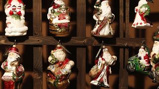 Designs of blown-glass Christmas tree decorations on display at the Silverado manufacture in Jozefow, near Warsaw, Poland in December 2017.