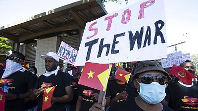Az etiópiai fegyveres konfliktus elleni tiltakozások egyike
