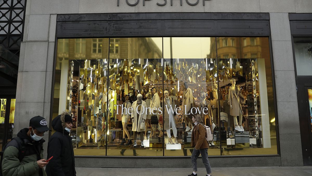 The Topshop flagship store on Oxford Street, during England's second coronavirus lockdown, in London, Monday, Nov. 30, 2020.