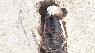 One of 400 skeletons found in Zaragosta, Spain, believed to be part of an 8th century a Muslim necropolis
