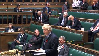 Britain's Prime Minister Boris Johnson opening a parliamentary debate ahead of a vote on government proposals for stricter COVID-19 tiers across England, December 1, 2020.