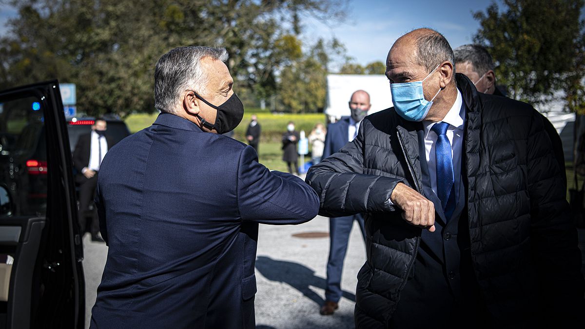 ARCHÍV: Orbán Viktor és Janez Jansa szlovén miniszterelnök Kidričevóban 2020 októberében
