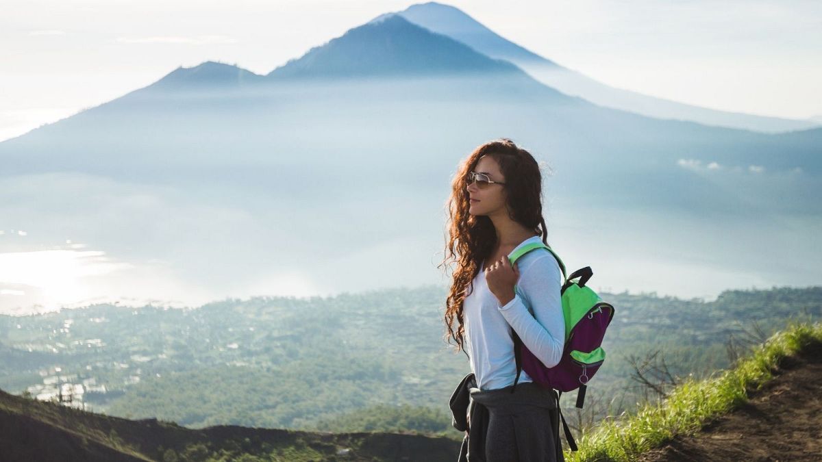Girl hiking in Bali.