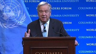 U.N. Secretary General Antonio Guterres speaks at the Columbia University in New York City, US on the 2nd of December.eeting Thursday, Sept. 3, 2020. 