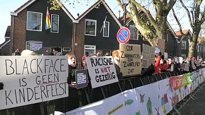 Protesters against the Black Pete character in Zaanstad, Netherlands 2018