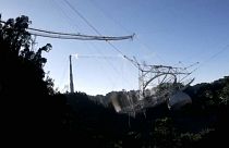 This photo is from video provided by the US National Science Foundation of the radio telescope in Arecibo, Puerto Rico, Tuesday, Dec. 1, 2020.