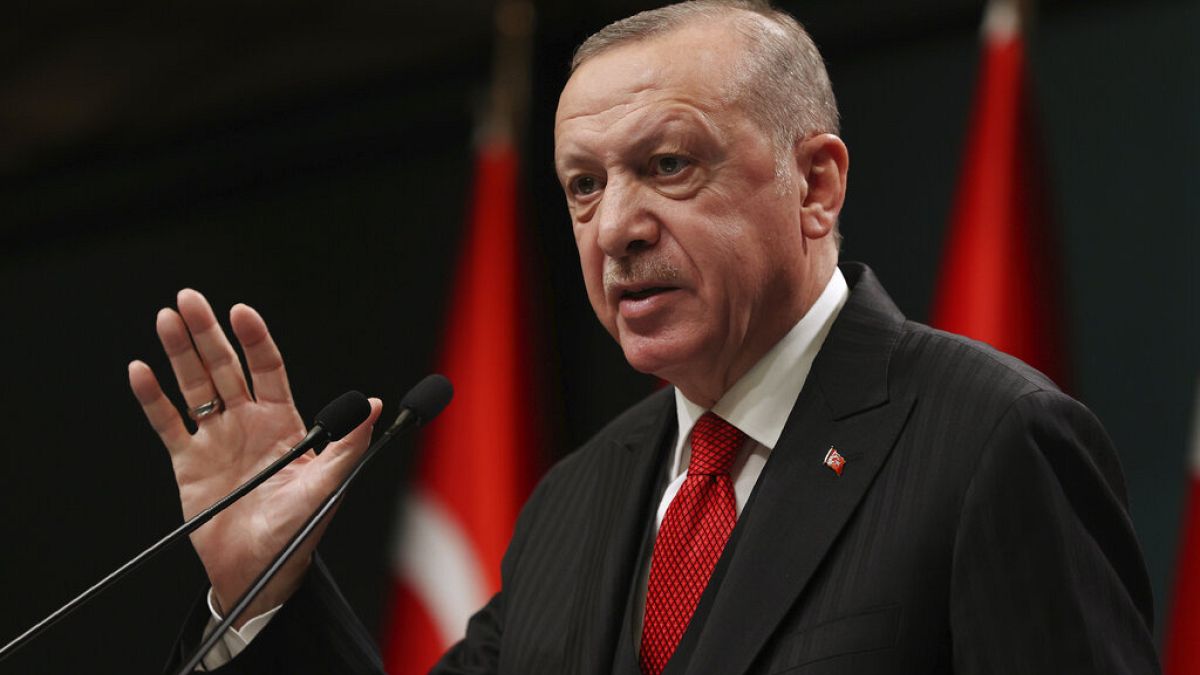Turkey's President Recep Tayyip Erdogan speaks after a cabinet meeting, in Ankara, Turkey, Monday, Nov. 30, 2020