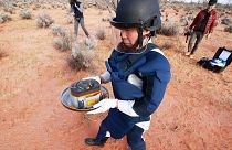 A capsule dropped by Hayabusa2 is collected in the Australian outback