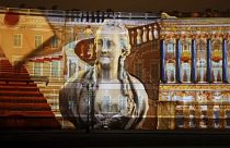 نورپردازی سه بعدی به مناسبت ۲۵۶ سالگی موزه هرمیتاژ در سن‌پترزبورگ