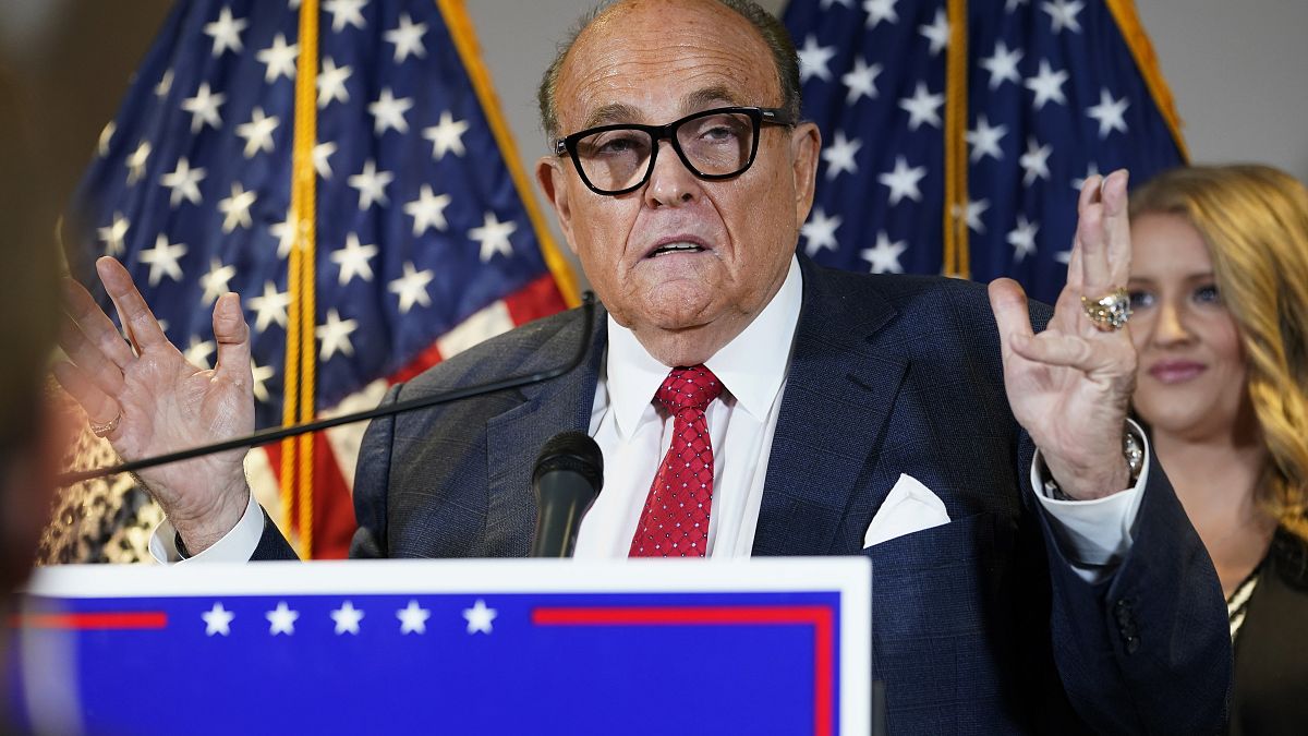 File photo: Rudy Giuliani speaks during a news conference at the Republican National Committee headquarters, in Washington. Nov. 19, 2020.