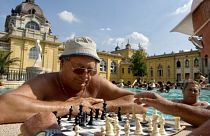 Sakkozók a budapesti Széchenyi fürdőben