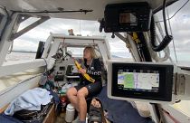 Jason Lewis and Tammie on their boat 