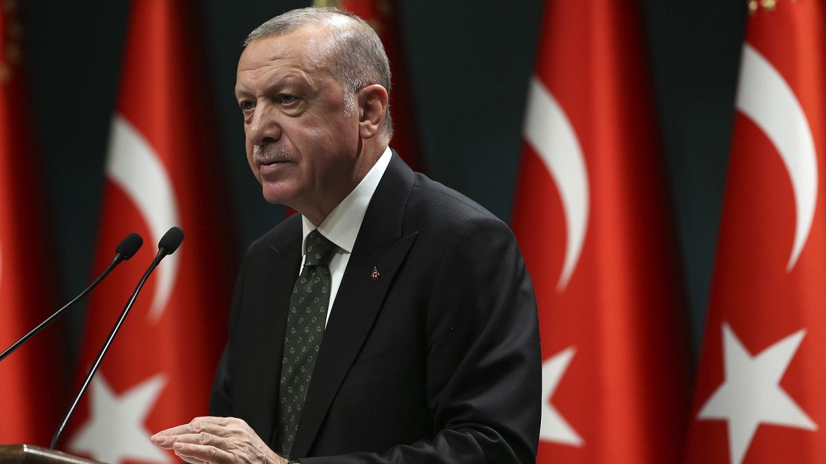 Turkey's President Recep Tayyip Erdogan speaks following a cabinet meeting in Ankara, Turkey.