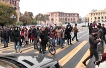 Armenian protesters block streets in the capital Yerevan