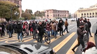 Armenian protesters block streets in the capital Yerevan