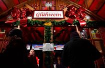 A mulled wine booth at the Christmas market at Berlin's Alexanderplatz, December 21, 2016.