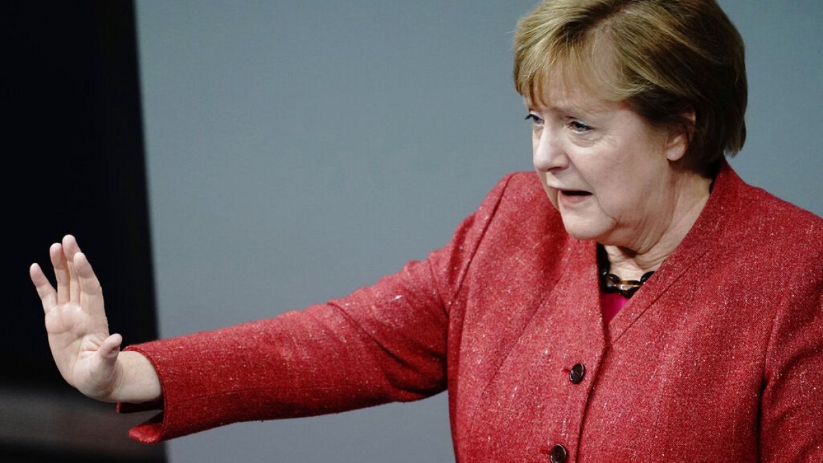 German Chancellor Angela Merkel speaks during the general debate on the federal budget in the Bundestag in Berlin, Germany