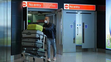 Passenger departing Heathrow airport, June 2020
