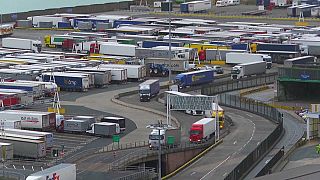 Lorries queue up at the UK port of Dover