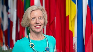 Emer Cooke, the head of the European Medicines Agency, at the European Medicines Agency building in Amsterdam, the Netherlands.