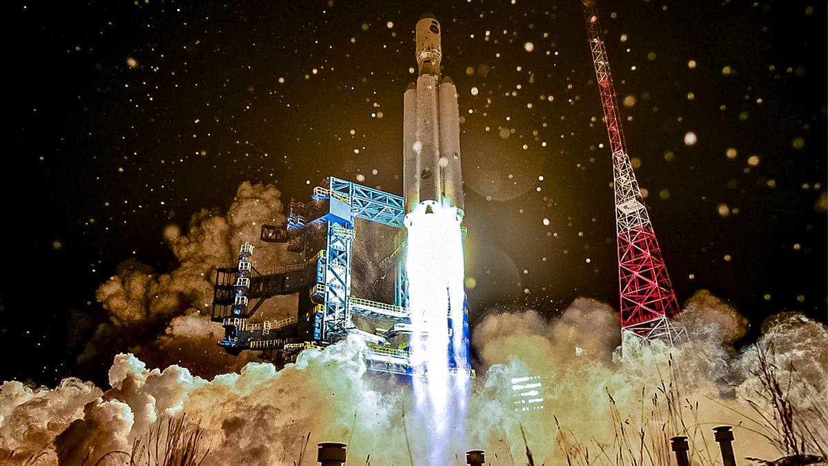 A test launch of a heavy-class carrier rocket Angara-A5 at Plesetsk launch facility, Russia