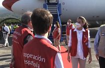 La reina Letizia llega a la base aérea Héctor Moncada de La Ceiba
