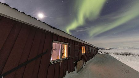 A cabin in Abisko, Sweden. Deep in Swedish Lapland it is a great place to see the northern lights.