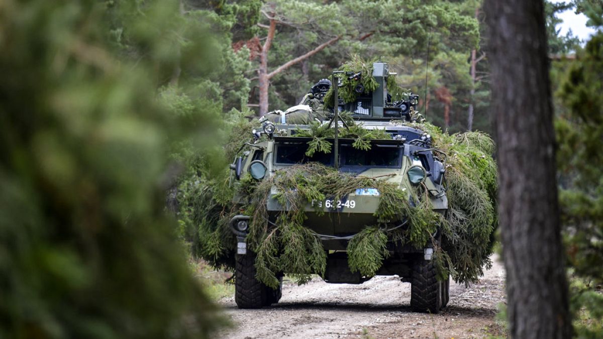 Phot d'archives : véhicule militaire suédois lors d'exercices, le 19 septembre 2017