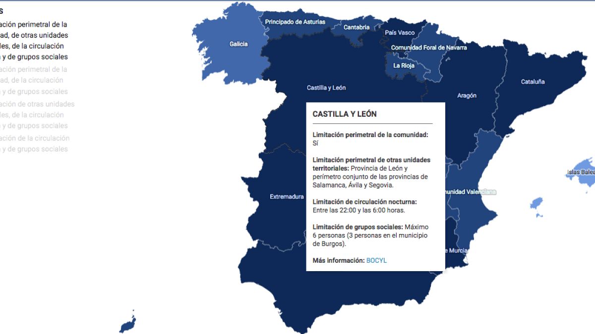 Al pasar por las regiones se muestra la información para las diferentes regiones.