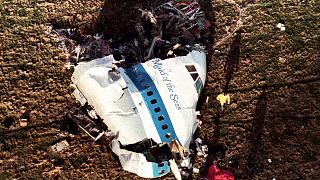 FILE - In this Dec. 22, 1988, file photo police and investigators look at what remains of the nose of Pan Am 103 in a field in Lockerbie, Scotland.