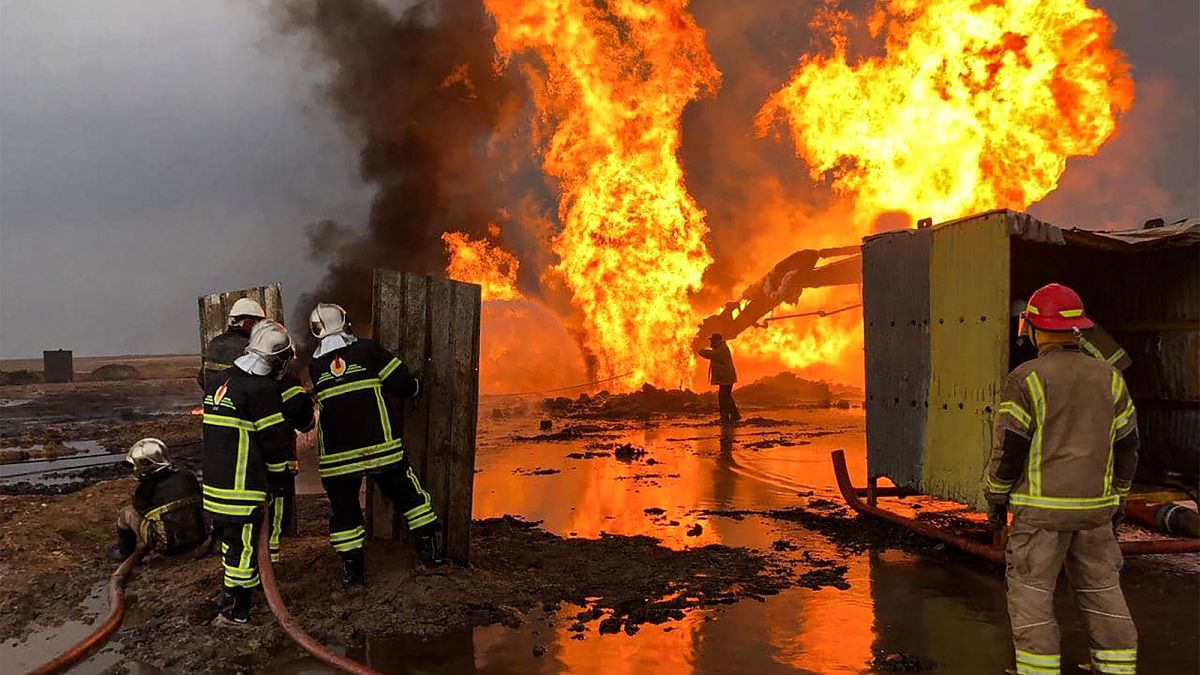 حريق في حقل خباز النفطي - شمال العراق