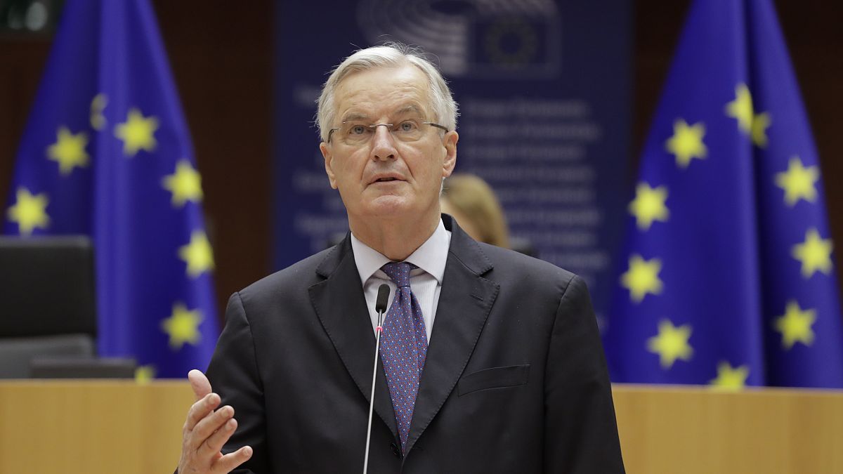 EU chief negotiator Michel Barnier speaks during a debate on future relation between the EU and UK at a plenary session of the European Parliament in Brussels on December 18, 