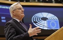 Michel Barnier se dirige a los miembros del Parlamento Europeo
