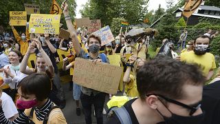 Activists taking part in the Great March for Climate in Warsaw, Poland.