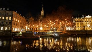 Christmas lighting where the Christmas market usually takes place in Strasbourg, but has been cancelled due to coronavirus