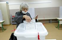 A woman voting for local election in Mostar, Bosnia, on Sunday the 20th of December.