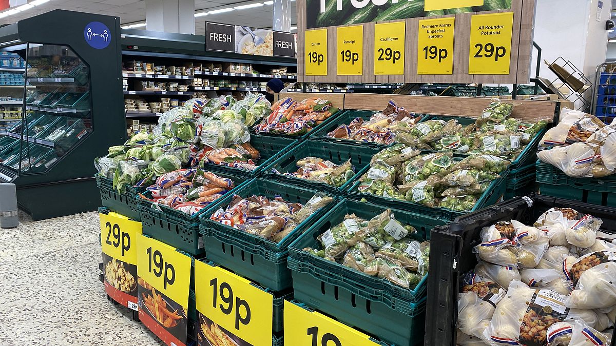 A UK supermarket on Monday: there are fears that fresh supplies could dwindle