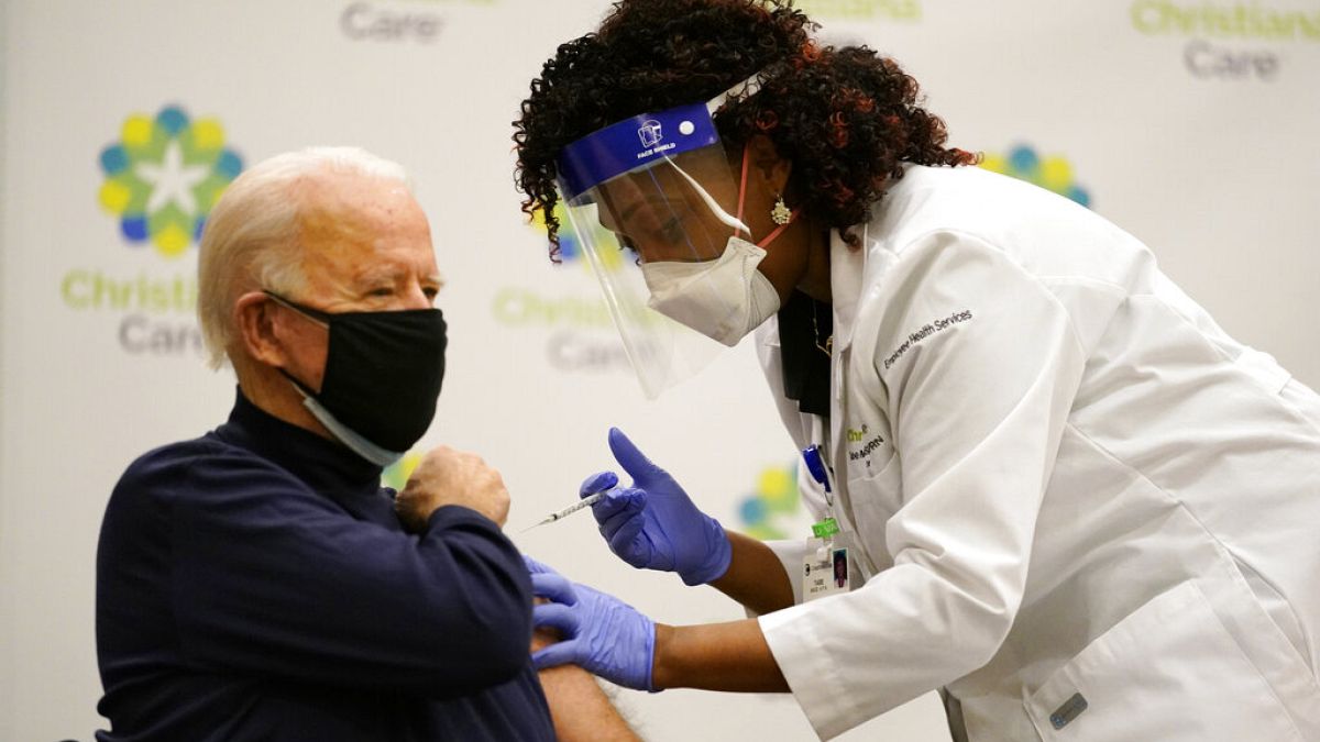 US President-elect Joe Biden received his first dose of the coronavirus vaccine in Delaware on Monday