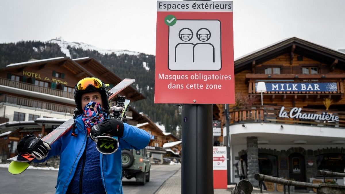Skifahrer in Verbier in der Schweiz