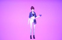 Virtual idol Amy's image displayed on the screen