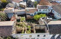 This picture shows an aerial view of a derelict building at risk of collapse in the old city of Cyprus' capital Nicosia.