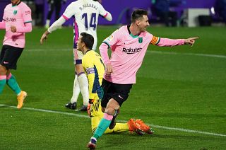 Messi celebrates his record-breaking goal